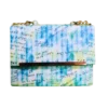 blue writing crossbody