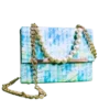 blue writing crossbody