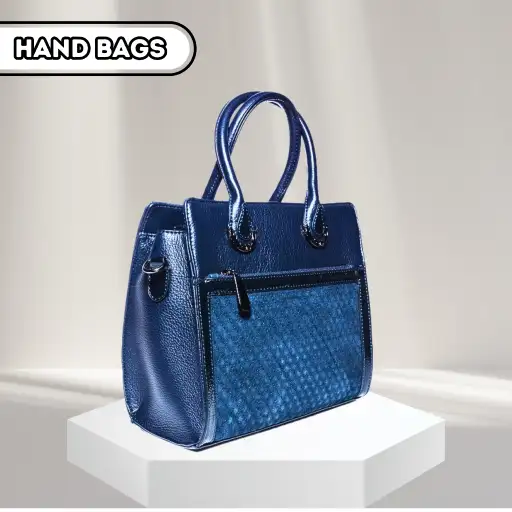 Elegant blue leather handbag